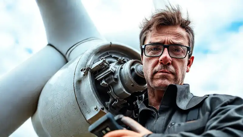 Técnico revisa turbina con herramientas