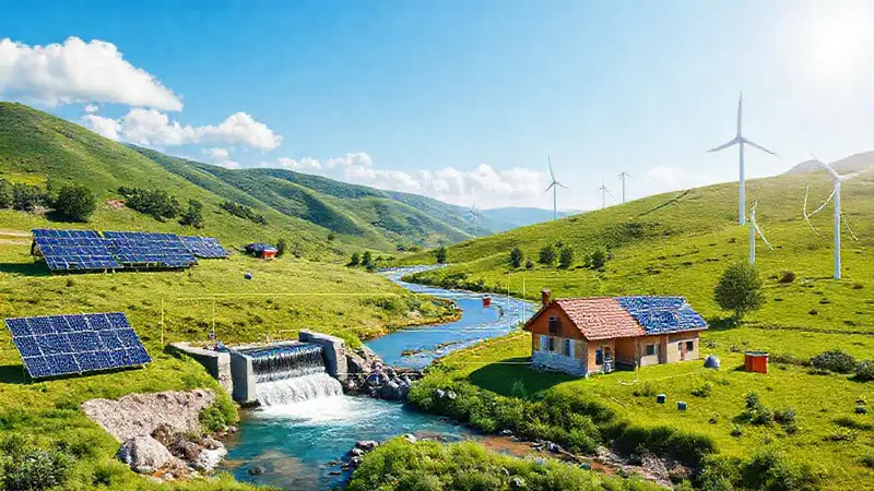 Energía renovable integra paisajes rurales brillantes