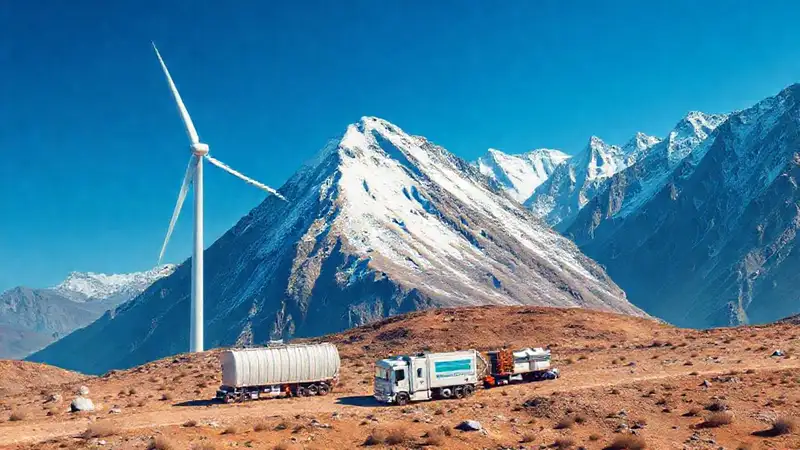Turbina eólica se instala en montaña