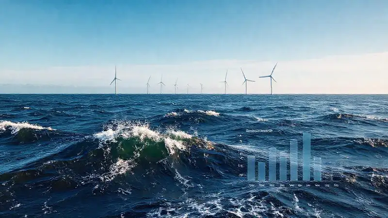 Turbinas marinas en un paisaje oceánico