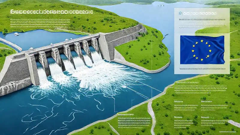 Presa hidráulica genera energía con colores vibrantes