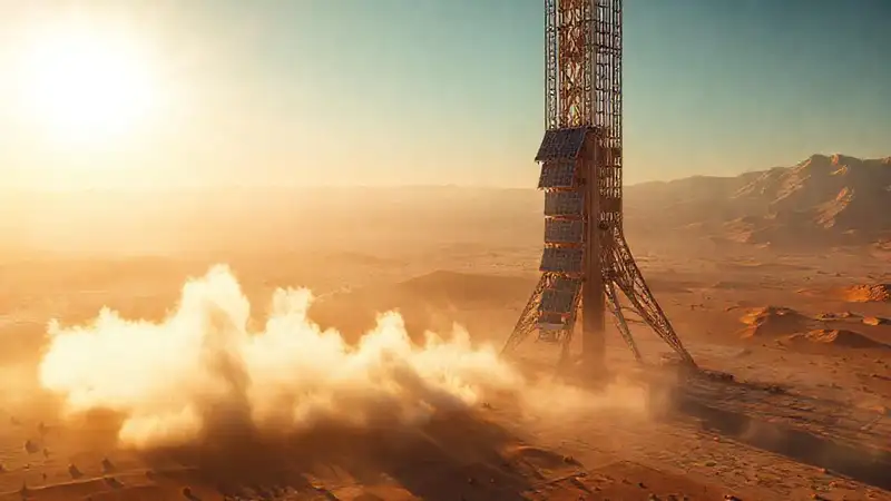 Torres solares generan vapor en el desierto