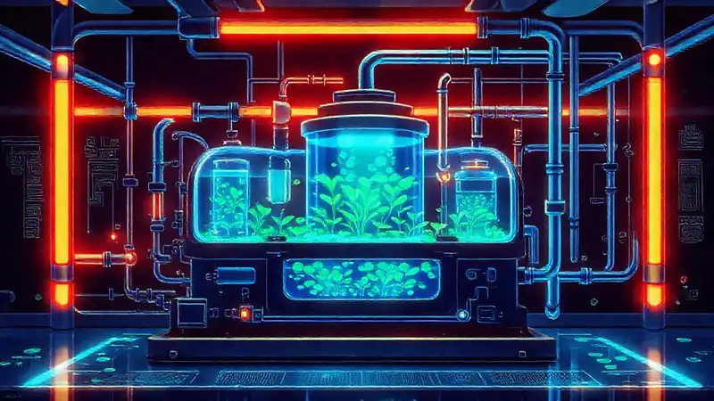 Un bioreactor futurista y brillante crea vida