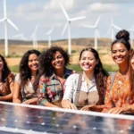 Mujeres trabajando construyen un futuro sostenible
