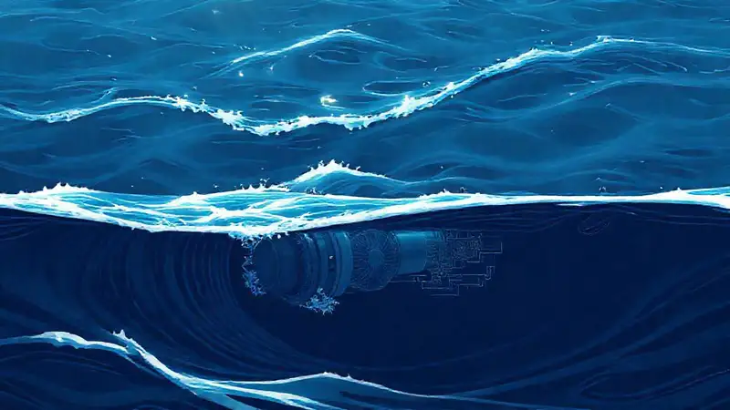 Ola marina futurista bajo el agua