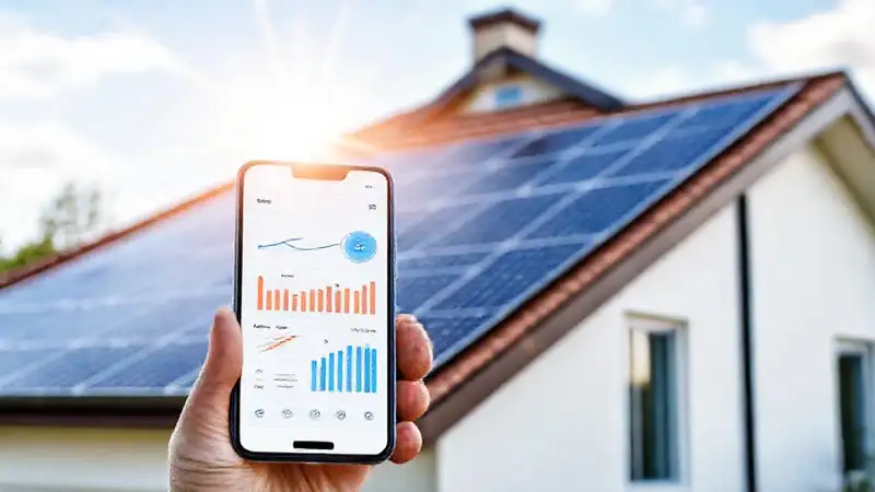 Paneles solares muestran energía doméstica digital