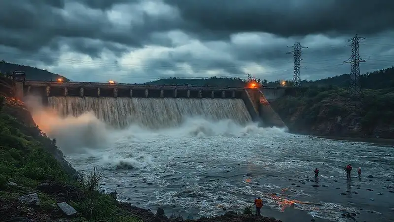 La presa inundó