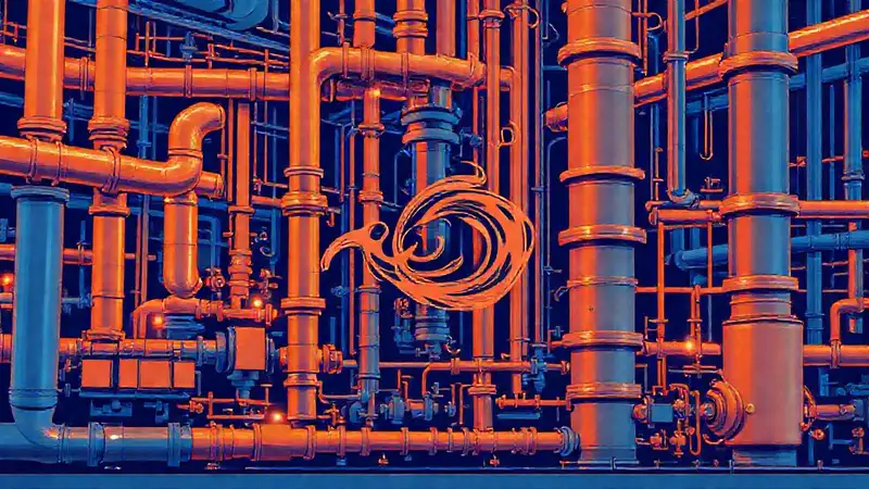 Una planta industrial futurista y abstracta