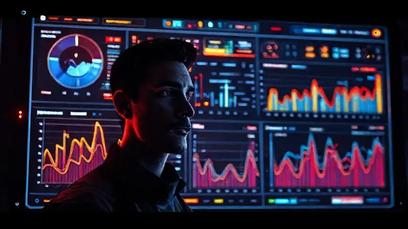 Panel futurista muestra datos complejos