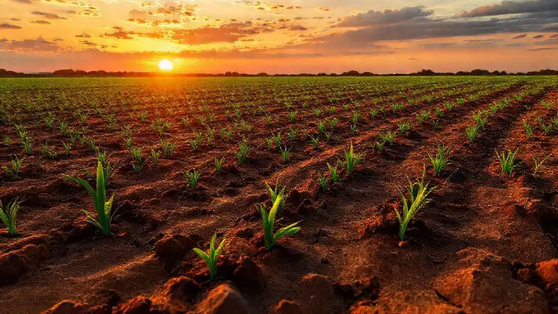 Campo agrícola: análisis de luz dramática