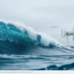 Turbinas marinas ilustran el océano azul