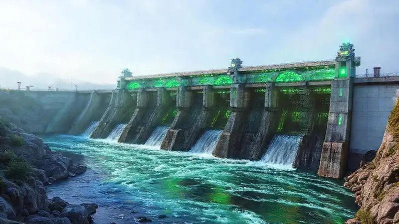 Presa hidroeléctrica moderna genera energía limpia