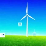 Turbina eólica con almacenamiento se muestra