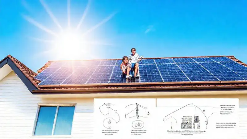 Paneles solares iluminan hogares modernos felices