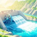Energía limpia fluye con tecnología futurista