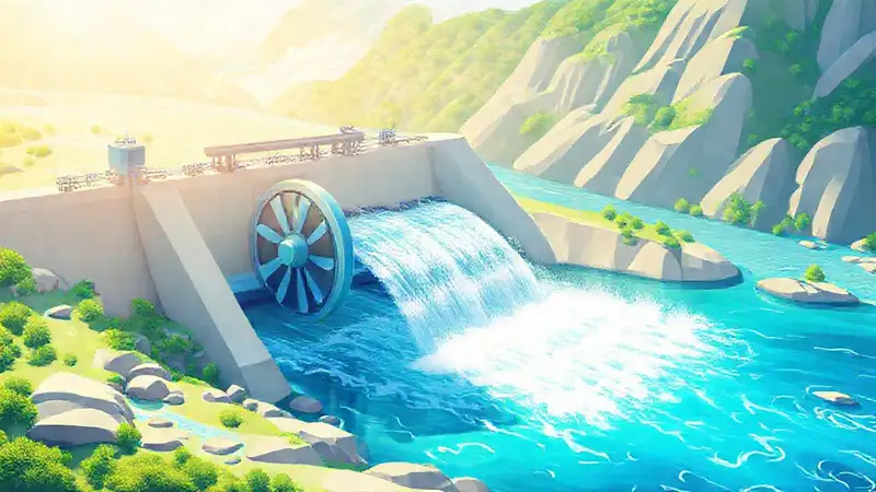 Energía limpia fluye con tecnología futurista