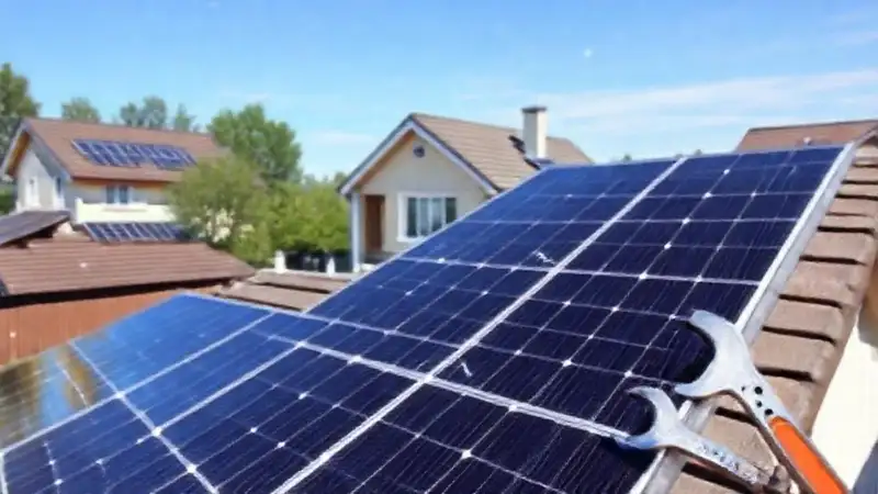 Paneles solares representan un hogar feliz y limpio