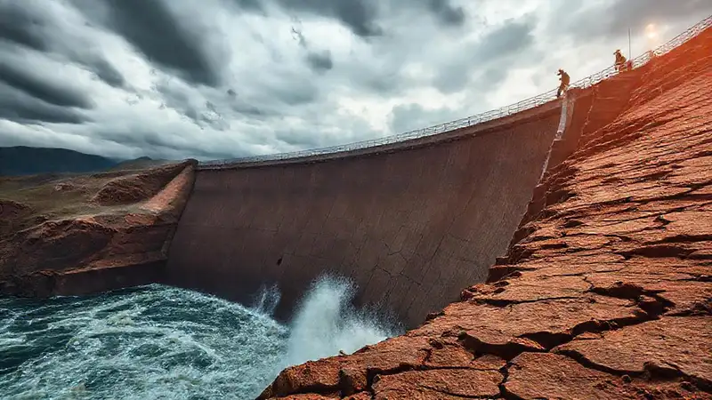 La presa se desploma en tormenta