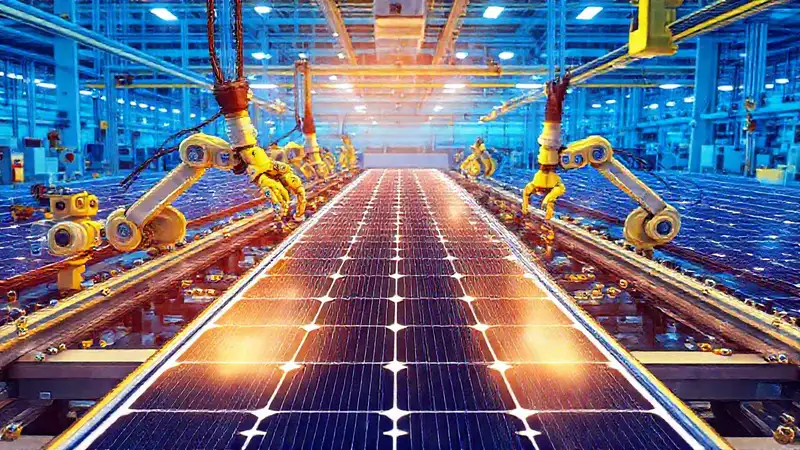 Fábrica solar: precisión robótica y silicio