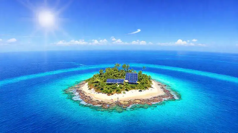 Paneles solares alimentan una isla sostenible