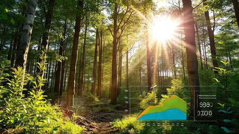 Infografía realista muestra energía solar forestal