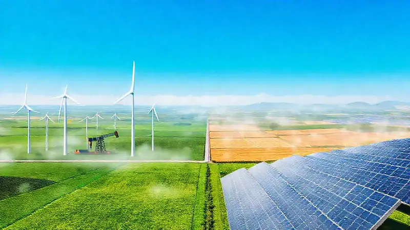 Energías contrastantes en un paisaje amplio