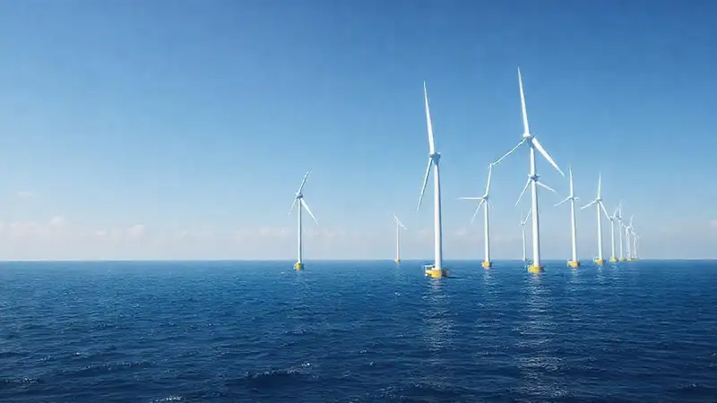 Turbinas marinas en el mar azul